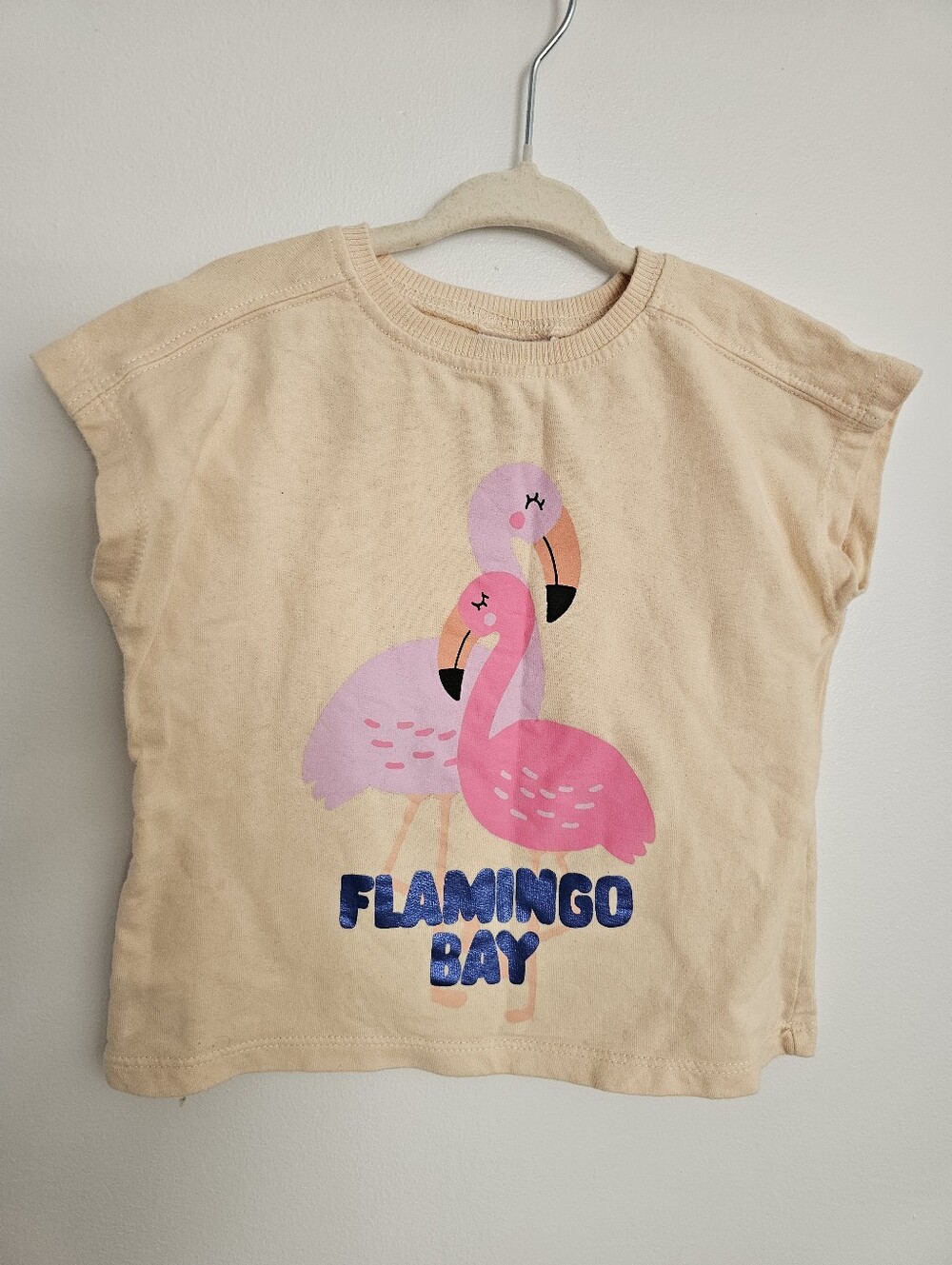 🧸2/20$ Zara Flamingo Print Tee Peach Size 18-24M Baby Girl Toddler Summer